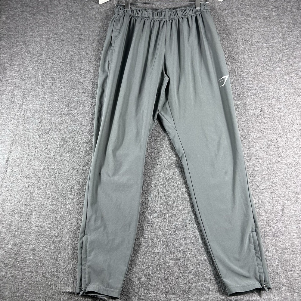 Gym Shark Womens Jogger Athletic Track Pants Gray Small Drawstring Ankle Zip